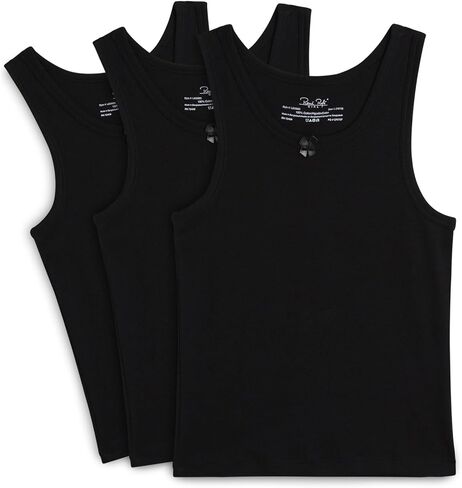 Rene Rofe Girls' Undershirt - 100% Cotton Scoop Neck Tank Top (3 Pack, Size: 2T-14) in Kuwait