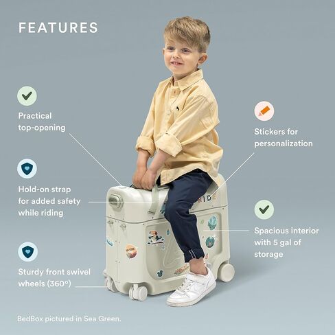 JetKids من Stokke BedBox، Blue Sky - حقيبة ركوب للأطفال وسرير أثناء الرحلة - ساعد طفلك على الاسترخاء والنوم على متن الطائرة - معتمد من قبل العديد من شركات الطيران - الأفضل للأعمار من 3 إلى 7 سنوات in Kuwait