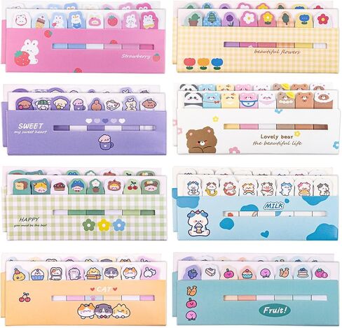 16 Pack Cute Sticky Notes, Animals Plant Foods Mini Self-Stick Index Tabs, 8 Styles Bookmarks Memo Pad Sticky Note for Office School, 1920 Sheets in Saudi Arabia