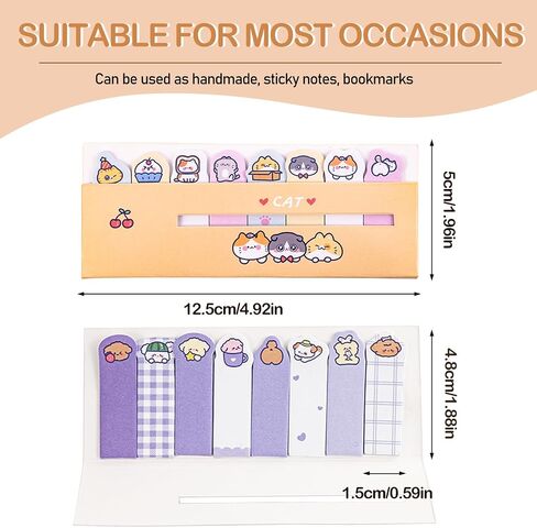 16 Pack Cute Sticky Notes, Animals Plant Foods Mini Self-Stick Index Tabs, 8 Styles Bookmarks Memo Pad Sticky Note for Office School, 1920 Sheets in Saudi Arabia