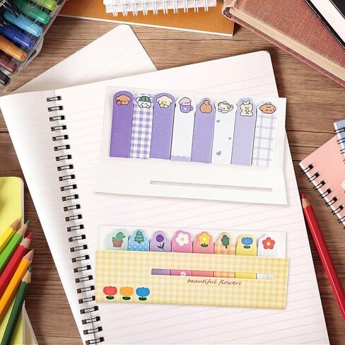 16 Pack Cute Sticky Notes, Animals Plant Foods Mini Self-Stick Index Tabs, 8 Styles Bookmarks Memo Pad Sticky Note for Office School, 1920 Sheets in Saudi Arabia