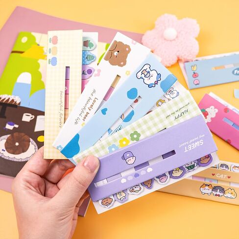 16 Pack Cute Sticky Notes, Animals Plant Foods Mini Self-Stick Index Tabs, 8 Styles Bookmarks Memo Pad Sticky Note for Office School, 1920 Sheets in Saudi Arabia