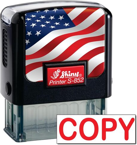 Shiny Copy Stamp Self Inking Rubber Stamp, 1/2" by 1-1/2" Impression Area, Red Ink, Refillable in Saudi Arabia