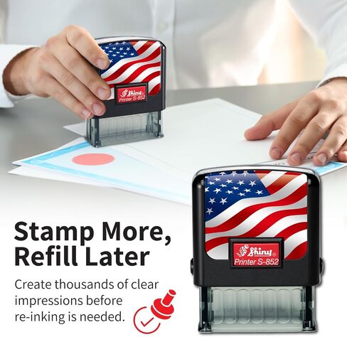 Shiny Copy Stamp Self Inking Rubber Stamp, 1/2" by 1-1/2" Impression Area, Red Ink, Refillable in Saudi Arabia
