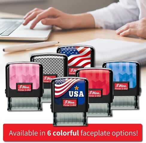 Shiny Copy Stamp Self Inking Rubber Stamp, 1/2" by 1-1/2" Impression Area, Red Ink, Refillable in Saudi Arabia