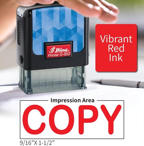 Shiny Copy Stamp Self Inking Rubber Stamp, 1/2" by 1-1/2" Impression Area, Red Ink, Refillable in Kuwait