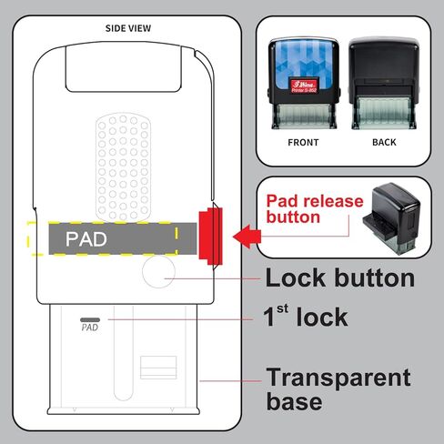 Shiny Copy Stamp Self Inking Rubber Stamp, 1/2" by 1-1/2" Impression Area, Red Ink, Refillable in Kuwait
