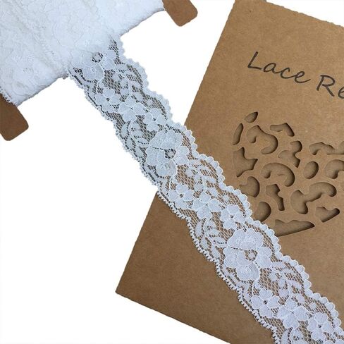 Lace Realm 1.5 inch Wide Black Stretch Floral Pattern Lace Ribbon Trim for Sewing, Gift Package Wrapping, Floral Designing & Crafts-10 Yards (3601 Black) in Saudi Arabia