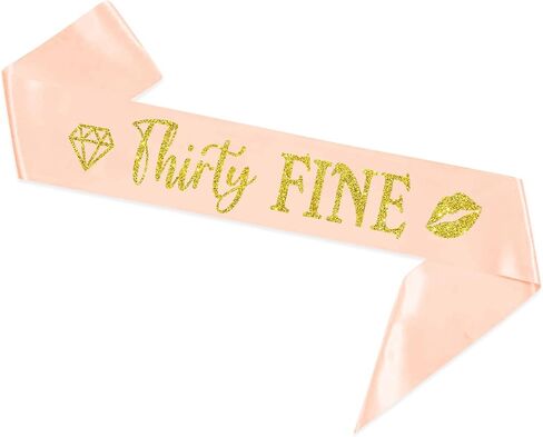 Thirty Fine Sash - هدايا عيد ميلاد الثلاثين للنساء - هتافات إلى 30 ديكور الحفلات - عيد ميلاد عمره ثلاثين عامًا مضحكة ساتان ناعمة (أسود مع حروف ذهبية) in Saudi Arabia