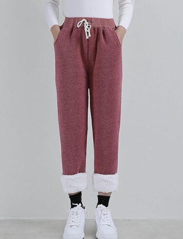 Yeokou Womens Sherpa Lined Sweatpants Winter Warm Fleece Pants in Kuwait