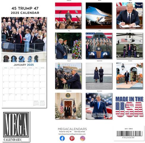 Trump Calendar 2025 Donald Trump Gifts 45 47 President Monthly Wall Calender 12 Month - MAGA - Made In The USA in Saudi Arabia