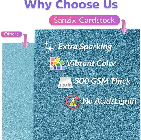 SANZIX 25 Sheets Pink Glitter Cardstock Paper- 8.2"x11.7", 110lb 300 GSM, Heavyweight Sparkling Pink Glitter Paper | Pink Cardstock for Cricut, Scrapbook, Cards, Christmas, Gift Wraps & DIY Crafts. in Saudi Arabia