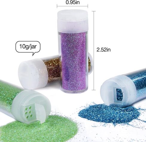 TORC Extra Fine Glitter Set, 54 Colors Holographic Fine Glitter for Crafts, Tumblers, Slime Nails, Art Cosmetic Festival Decor, Assorted Body Face Hair Glitter Bulk, Christmas Halloween Glitter in Saudi Arabia