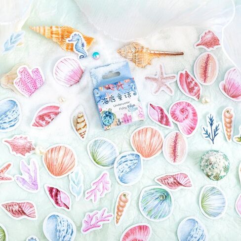 46 Pcs Sea Shell Starfish Seahorse Stickers for Scrapbooking Journaling Planner Laptop Junk Journal Collage Envelope Phone Case DIY Art Crafts Decoration, 23 Patterns in Saudi Arabia