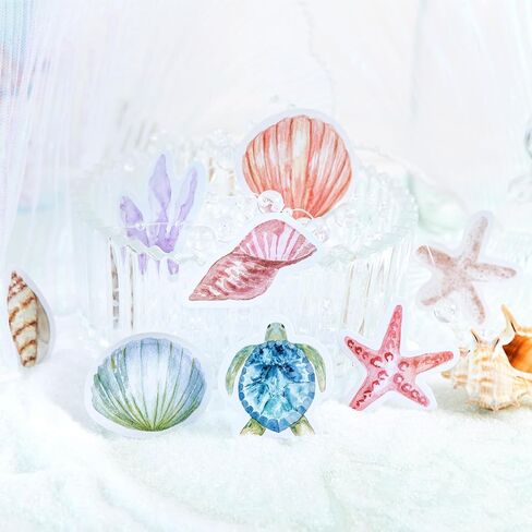 46 Pcs Sea Shell Starfish Seahorse Stickers for Scrapbooking Journaling Planner Laptop Junk Journal Collage Envelope Phone Case DIY Art Crafts Decoration, 23 Patterns in Saudi Arabia