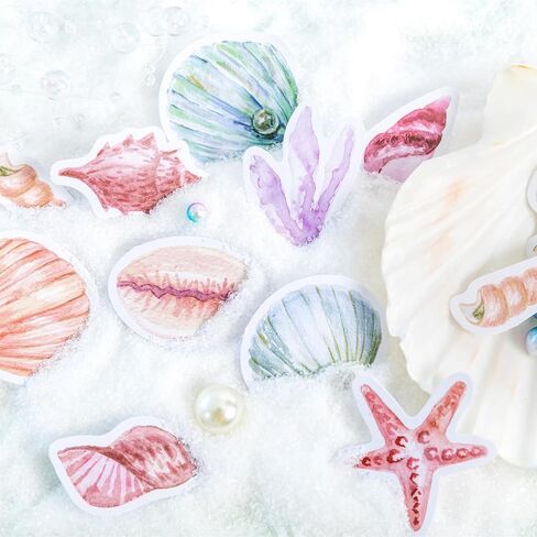 46 Pcs Sea Shell Starfish Seahorse Stickers for Scrapbooking Journaling Planner Laptop Junk Journal Collage Envelope Phone Case DIY Art Crafts Decoration, 23 Patterns in Saudi Arabia