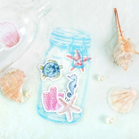 46 Pcs Sea Shell Starfish Seahorse Stickers for Scrapbooking Journaling Planner Laptop Junk Journal Collage Envelope Phone Case DIY Art Crafts Decoration, 23 Patterns in Saudi Arabia