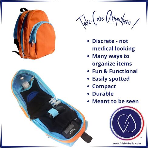 Diabetic Supply Bag Diabetes Travel Organizer for Insulin Pen, Test Strips, Glucose Meter, Needles and other Equipment, Adorable Mini Duffle Bag Design - 4 x 8 x 2.5 Inches - Blue in Saudi Arabia