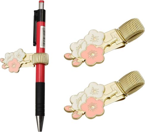 2pcs Metal Pen Clip Holders Decorative Floral Pencil Holder Clips Spring Loop Pen Pencil Clip Organizer for Notebook Clipboard Pocket (Pink) in Saudi Arabia