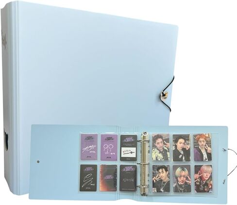 K-KEEP [A5 Extra Wide] 6 Pocket/5 Pocket Binder - [1.5 Inch] - [Minimalist Series] - D-Ring Compact Beginner Friendly Kpop Photocard Collector Binder for OT5 or OT6 Collector (Icy Blue) in Saudi Arabia