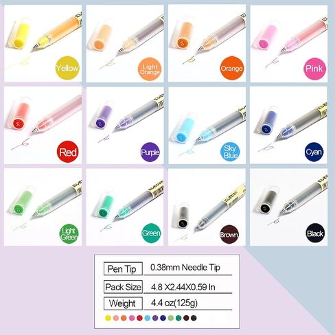 0.38 Ultra Fine Point Colored Pens,Assorted Color Ink, 12 Coloring Long Lasting Smooth Writing Pen for Journaling,Drawing,Marking Out,No Bleed & Smudge & Smear,Ultralight Barrel,12 Counts in Saudi Arabia