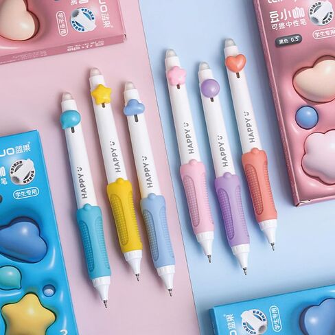 3 Pcs Erasable Gel Ink Pens Cute Retractable Pens Anti-slip Grip Pens 0.5mm Fine Point Pen Black Ink Writing Pens Office School Pens for Kids Women Girls Boys Pens (Blue-Black Ink) in Saudi Arabia
