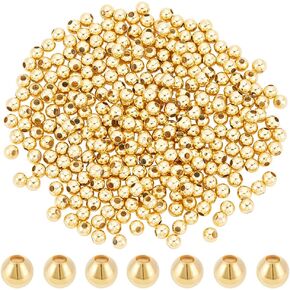 PH PandaHall 1830pcs 18K Gold Beads 2mm Mini Seed Beads Seamless Smooth Beads Long-Lasting Waist Beads Metal Brass Beads for Bikini Belly Chain Layered Bracelet Satellite Jewelry Making