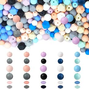 JOPY 110PCS Silicone Beads for Keychain Making Kit Silicone Beads Bulk Round Rubber Beads Loose Beads for Pens DIY Necklace Bracelet Making