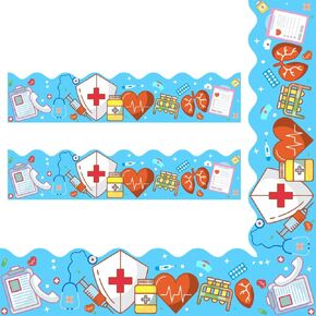 65Feet Healthcare Workers Nurse Bulletin Board Borders for Doctor Appreciation Week Nurse Day Party Decoration Medical Nursing Nurse Graduation School Classroom Hospital Bulletin Board Décor(Blue)
