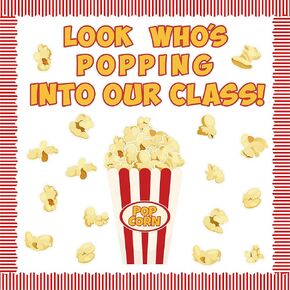 Back to School 113P Popcorn Bulletin Board Cutouts Classroom Decoration With Look Who’s Popping Into Our Class Popcorn Pattern to Welcome First Day of School Aesthetic College School Supplies