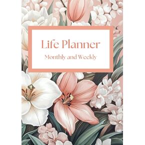 شهريًا وأسبوعيًا 7 "X10" Life Planner للإنتاجية وإدارة الوقت: تصميم الزهور الوردي