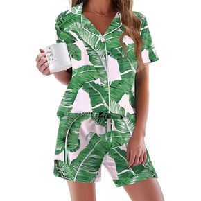 Ekouaer Women Classic Button Down Soft Short Pajamas Set