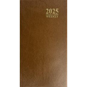 2025 WEEKLY Business Pocket Purse Planner Agenda Calendar Appointment Diary Book (Brown)