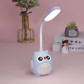 LED Desk Lamp for Kids, Mini Cute Owl Lamp Night Light, Foldable USB Rechargeable Reading Light Bedroom Children's Bedside Study (Pink)