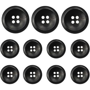 11Pcs Natural Real Horn Buttons Set for Men Women Blazer and Suit, 20mm 15mm Genuine Buffalo Buttons for Jacket Coat Uniforms (Black)