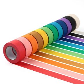 Colored Masking Tape, 12 Rolls Rainbow Colors Painters Colorful Craft Art Paper Tape for Kids DIY Art Supplies, Labelling Packing, Painting, Color-Coding, 0.6 Inch x 14 Yards(DP036)