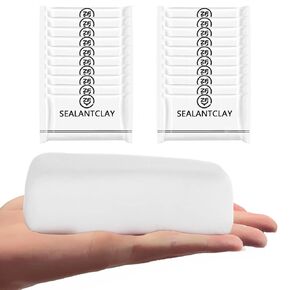 Pack of 4 White Seal Putty Waterproof Duct Seal Repair Sealing Clay, Quick Mending Mud for Drain Connection, Wall Hole, Air Conditioning Hole