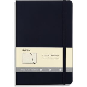 Comix 6 Pack Lined Journal Notebooks, 240 Pages, 5.4 x 8.3 inch, Navy Blue, Medium Hardcover Executive Notebooks, Classic College Ruled Notebooks for Writing