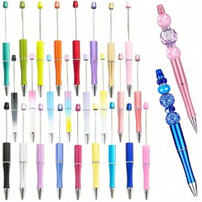 Beadable Pens 12 Pcs Gradient Colors Shiny Fancy Pens Bulk for Women Focal Beads Pens Retractable Ballpoint Cool Cute Pens for Tween Girls DIY Small Thank You Gifts