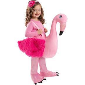 Spirit Halloween Toddler Faux Fur Flamingo Ride-Along Costume | Adjustable | Baby Costumes | Ride-Along Costumes