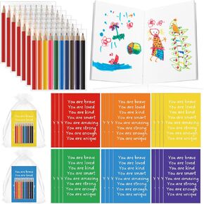 Spakon 24 Set Valentines Party Favors First Day of School Gifts for Kids Mini Sketch Notebooks with Coloring Pencils Organza Bags Valentine‘s Day Party Gifts for Kid Student School