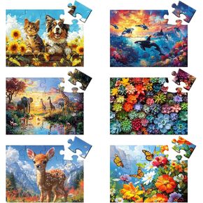 6 Packs 36 Large Piece Puzzle for Seniors,Dementia Alzheimer's Products Activities for Elderly Adults,Easy Puzzle Alzheimer’s Memory Cognitive Game Gift for Patient in Nursing Home with 6 Storage Bags