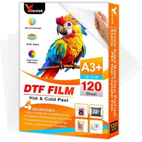 A3+ DTF Transfer Film ، 13 "× 19" مزدوجة الأزقة ذات الجوانب الزاهية نقل الحرارة الأليفة لطابعة حبر DTF ، ورق DTF طباعة مباشرة على القمصان النسيجية ، القشرة الساخنة والباردة ، 120 ورقة