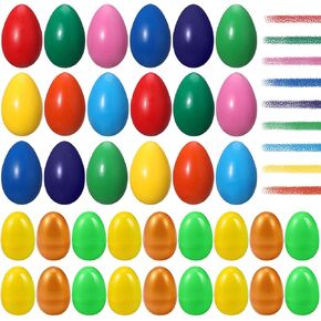 18 Pcs 9 Colors Toddlers Egg Crayons Palm Grip Crayons Toys with 18 Pcs Pastel Color Easter Eggs Washable Painting Stackable Toys Toddlers My First Crayons Easter Gift for Baby Kids Ages 1-3