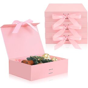 صندوق هدايا 4pcs مع أغطية ، 9 "× 6.7" × 2.8 "صناديق هدايا مغناطيسية قابلة للطي ، وصناديق اقتراح وصيفات الشرف مع شرائط لعيد الميلاد عيد الأم يوم الأب.