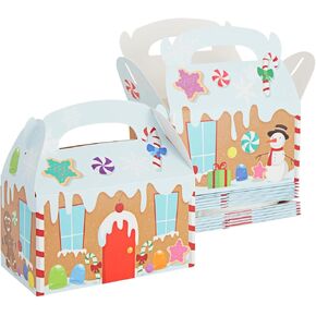 Juvale 24-Pack Gingerbread Treat Boxes, 6.2 x 3.3 x 3.5 Inches Party Favor Boxes, Christmas Treat Boxes for Cookies and Goodies for Kids
