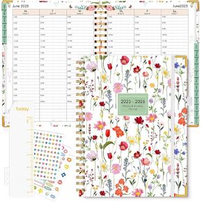 2025 Appointment Book, 2025 Planner 18 Months Weekly and Monthly (January 2025 - June 2026), 8.5"x11" Daily Hourly Planner 60-Minute time Slots, Spiral Calendar Planner Schedule Book for Work Home School, Orange Floral