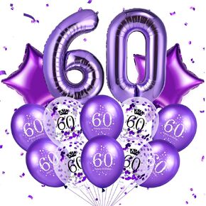 Purple 50th Birthday Balloons Decorations 40 Inch Number 50 Birthday Foil Balloons Star Balloons Happy 50th Birthday Confetti Latex Balloons for Women Men 50th Birthday Anniversary Party Supplies