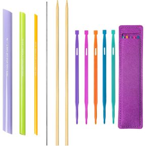 8 Pcs Quick Tube Fabric and That Purple Thang Sewing Tools with 1 Felt Storage Pouch Assorted Sizes Multifunctional Sewing Seam Presser Tool for Sewing DIY Tool (Colorful)