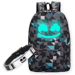 TitervctoIlluminated Smiley Backpack + DJ Music Bracelet Christmas Gift,Fashion Laptop Backpack,Travel Schoolbag,Outdoor Backpacks